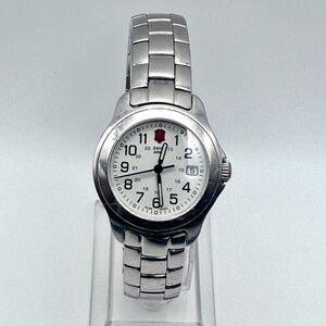 Victorinox Swiss Army Round Silver White tones 100M Women Officers Watch Working